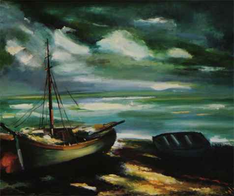 Vlaminck : Boats at Low Tide 